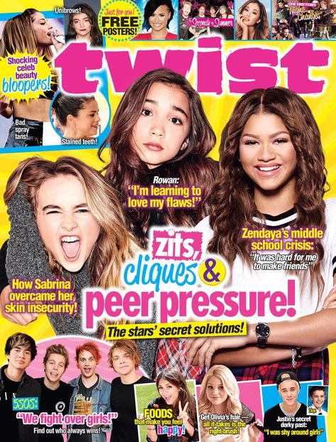 Our February 2015 issue is here! What do you think of our new cover, featuring Sabrina Carpenter, Rowan Blanchard, and Zendaya? Terrifying Halloween Costumes, 00s Party, Y2k Magazine, 2000s Magazines, Magazine Cover Page, 1980s Childhood, Yearbook Themes, Rowan Blanchard, Teen Magazine