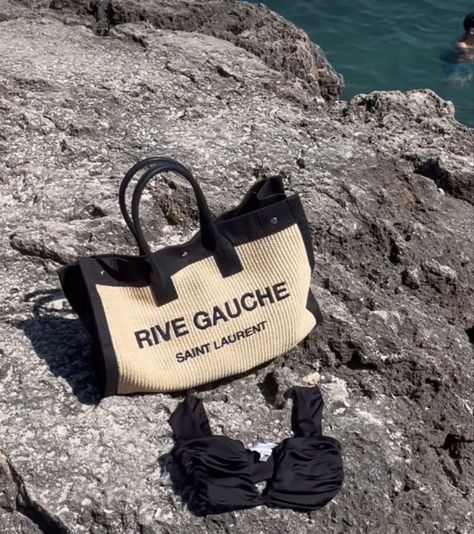 Designer Beach Bags, Saint Laurent Tote, Tote Outfit, Rive Gauche, Beach Bags, Chanel Deauville Tote Bag, Handbag Shoes, Beach Days, Aesthetically Pleasing