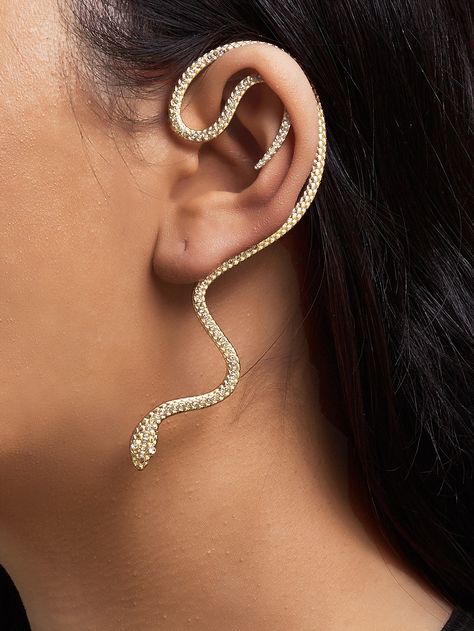 Snake Piercing Ears, Holiday Party Earrings, Snake Ear Cuff, Snake Ears, Golden Snake, Hip Hop Bling, Free People Jewelry, Snake Jewelry, Snake Earrings