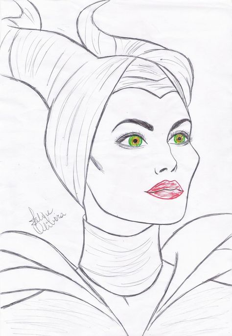 Angelina Jolie Maleficent | Angelina Jolie as Maleficent by filipeoliveira Mulan Pencil Drawing, Maleficent Art Drawing, Maleficent Drawing, Maleficent Drawing Sketches, Cinderella Pencil Drawing, Maleficent Art, Aurora Sketch Sleeping Beauty, Girl Drawing Sketches, Disney Princess Drawings