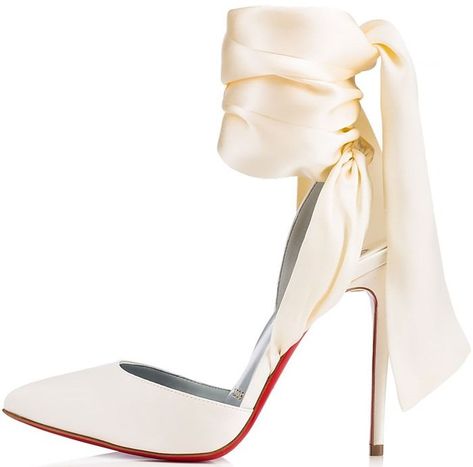 Christian Louboutin 'Douce du Desert' Pumps #weddingshoes Christian Louboutin Bridal Shoes, Christian Louboutin White Heels, White Louboutin Heels, Louboutin Wedding Shoes, Champagne Shoes, Off White Shoes, Satin Shoes, Bridal Heels, Louboutin Heels