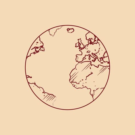 Planeta Tierra Aesthetic, Earth Drawings, Earth Map, Drawn Map, Flat Vector Illustration, Flat Vector, Planet Earth, Brown Beige, World Map