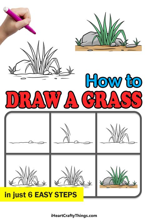 How To Draw Grass Step By Step, How To Draw Grass Pencil, Grass Drawing Easy, Improve Your Drawing Skills, Grass Drawing, Improve Your Drawing, Pencil Drawings For Beginners, Drawing Lessons For Kids, Art Therapy Projects