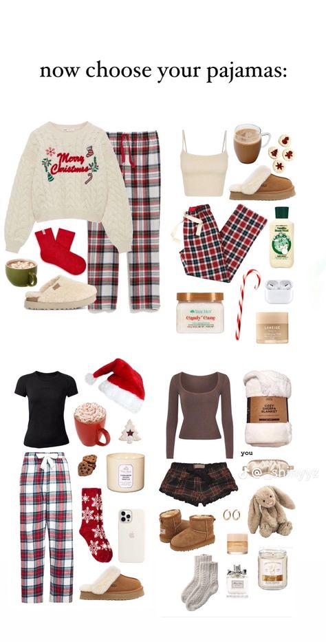 Cosy Pjs Aesthetic, Cute Pajamas Christmas, Christmas Outfit Pajamas, Where To Get Christmas Pjs, Xmas Outfits Aesthetic, Basic Christmas Outfits, Christmas Outfit Pjs, Polar Express Outfit Ideas, Aesthetic Christmas Pjs