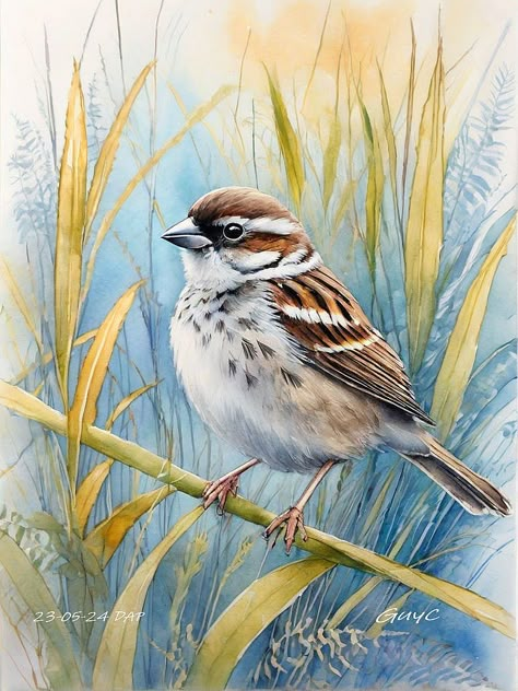 Sparrow Drawing, Bird Watercolor Paintings, Nature Art Drawings, Iphone Wallpaper Fall, Australian Birds, Bird Artwork, Wild Bird, Sparrows, Watercolor Leaves