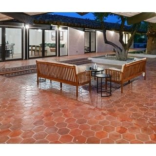 Natural Terracotta Hexagon, 7.5 in x 6.5in Tile - Bed Bath & Beyond - 33327703 New Terracotta, Orange Tiles, Cement Color, Terracotta Floor, Moroccan Culture, Merola Tile, Moroccan Mosaic, Porcelain Floor, Clay Tiles