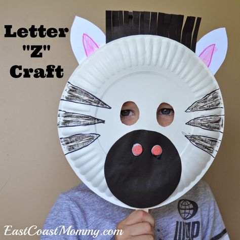 East Coast Mommy: Alphabet Crafts - Letter Z Letter Z Craft, Letter Z Crafts, Zebra Craft, Zebra Mask, Animal Art Projects, Masks Crafts, Alphabet Crafts, Z Craft, Easy Art Projects