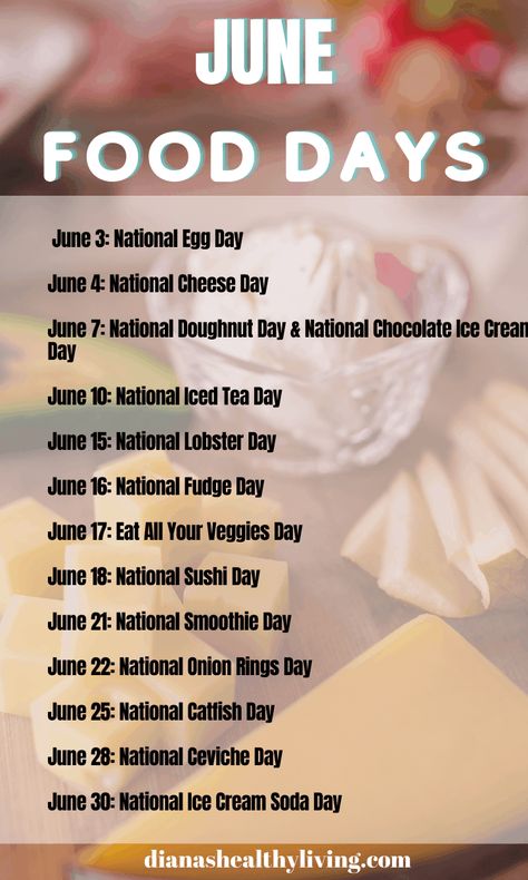 The ultimate list of National Food Days and food holidays listed by month. Everything from national cheesecake day, national ice cream day, national pie day and so much more. National What day today? Today is national what day? Foodie holiday #nationalfoodday #foodie #foodieholiday National Food Day Calendar, National Food Days, National Drink Beer Day, National Egg Day, National Vodka Day, Monthly Holidays, National Holiday Calendar, Monthly List, National Cheese Day