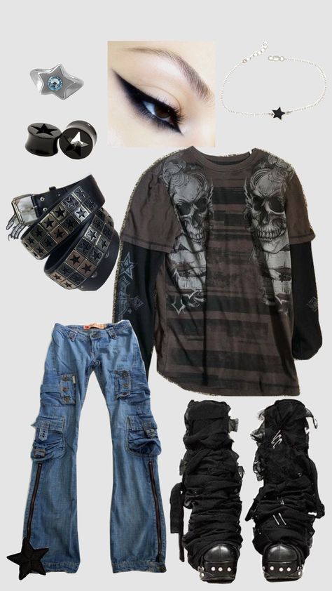 #stars #oufitideas #grunge #aeshetic Grunge Star Outfit, Emo Grunge Outfits, Grunge Star, Star Outfit, Y2k Emo, Outfit Idea, Grunge Outfits, Fashion Inspo, Stars