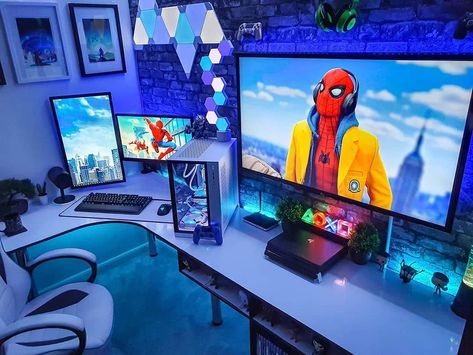 Gaming Desk Setup, Computer Cpu, Pc Gaming Setup, Desktop Setup, Living Room Setup, Custom Pc, Pc Desk, Gaming Room Setup, Small Room Design