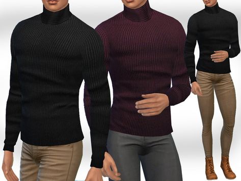 Created by Saliwa! Sims 4 Male Sweater, Male Turtleneck, Turtleneck Suit, Male Sweater, Sims 4 Male, Sims 4 Men Clothing, Sims 4 Couple Poses, Sims 4 Male Clothes, Male Sweaters