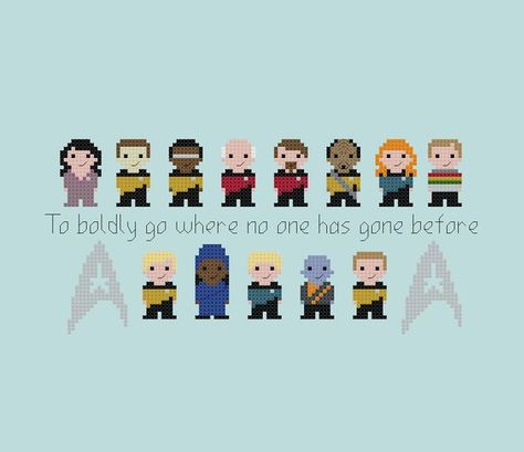 Star Trek Cross Stitch, William Riker, Geordi La Forge, Wesley Crusher, Starfleet Academy, Deanna Troi, Diy Star, Star Trek The Next Generation, Lower Deck