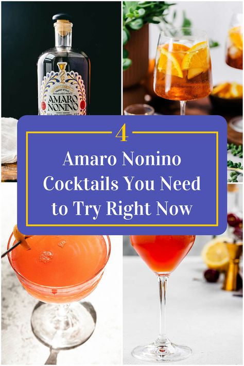 Collage of 4 amaro nonino cocktails. Amaro Nonino Cocktails, Nye Cocktail Party, Amaro Cocktails, Nye Cocktail, Craft Cocktail Recipe, Enjoy With Friends, Drinks Table, Sour Cocktail, Perfect Cocktails