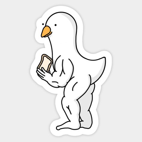 Duck Merchandise, Buff Duck, Duck Stickers, Duck Memes, How To Draw Muscles, Duck Illustration, Duck Drawing, Duck Cartoon, Wedding Tattoos