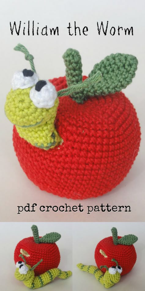 Apple Amigurumi, Crochet Teacher Gifts, Handmade Teacher Gifts, Crochet Apple, Crochet Fruit, Confection Au Crochet, Food Patterns, Crochet Food, Adorable Crochet