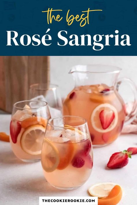 Rose Wine Sangria, Rosé Sangria, Easy Cocktail Recipe, Summer Wine Drinks, Fiesta Recipes, Easy Sangria Recipes, Pink Sangria, Rose Drink, Beverage Ideas