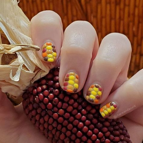 Charmandacure Puzzle Nail Art on Instagram: “What's your favorite Thanksgiving tradition? . . . . . @beetlesgelpolish @beetles_community #charmandacure #gelpolish #corn #indiancorn…” Corn Nail Art, Corn Nails, White Gel Polish, Fall Thanksgiving Nails, Indian Corn, Thanksgiving Traditions, Thanksgiving Nails, Fall Fun, Nails Nails