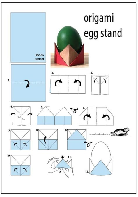 krokotak | ORIGAMI EGG STAND Functional Origami, Origami Egg, Easter Origami, Egg Packaging, Egg Stand, Happy Birthday Posters, Easter Colouring, Easter Projects, Origami Crafts Diy