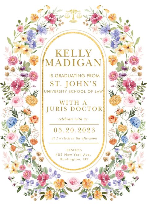 Graduation Templates, Garden Bridal Showers, Bff Gifts Diy, Grad Invitations, Meadow Garden, Grad Cards, Wildflower Meadow, Spring Wildflowers, Floral Rosa