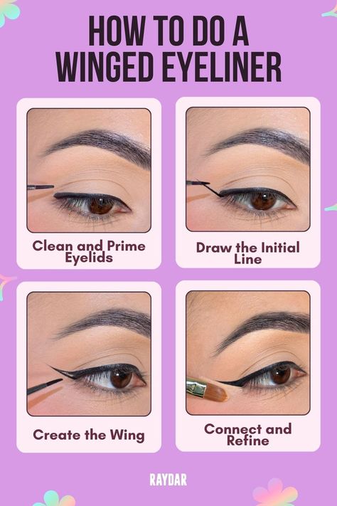 Winged eyeliner doesn’t have to be stressful—makeup artists suggest using a pencil liner first to sketch the shape before going in with liquid. It’s an easy way to perfect your look without the frustration. Ahead, see our step-by-step guide on how to do winged eyeliner, plus tips for fixing mistakes. How To Do Winged Eyeliner, Eyeliner Application, Perfect Winged Eyeliner, Pencil Liner, Celebrity Makeup Looks, Diy Lip Balm, Diy Lips, How To Apply Eyeliner, Angled Brush