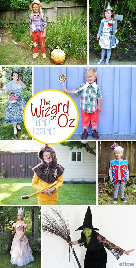 Get the whole family to dress up as all the infamous characters of Wizard of Oz! From the cowardly lion to Glinda the Good Witch, you can DIY all these costumes yourself to fit everyone in the family perfectly. We just love this group costume! http://www.ehow.com/way_5439382_diy-wizard-oz-costumes.html?utm_source=pinterest.com&utm_medium=referral&utm_content=curated&utm_campaign=fanpage Diy Wizard Of Oz Costumes, Wizard Of Oz Family Costume, Wizard Of Oz Costumes Diy, Cowardly Lion Costume, Wizard Of Oz Costumes, Wizard Of Oz Lion, Oz Wizard, Wizard Of Oz Costume, Wizard Of Oz Musical