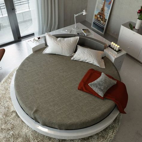 Find more below: DIY Classic Round Beds Decor Luxury Round Bedroom Ideas Romantic Round Beds Design How To Make A Large Round Beds Vintage Round Beds Sheets  #homedecor #homedecorideas #remodel #remodeling #bedroom #bedroomdecor #bedroomideas #bedroomdesign Round Mattress, Circle Bed, Round Bed, Round Beds, Bedroom Bed Design, Upholstered Platform Bed, Shabby Chic Furniture, Bedroom Sets, Luxurious Bedrooms