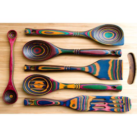 Island Bamboo 6-Piece Pakka Wood Utensil Set & Reviews | Wayfair Oar Decor, Wooden Spoon Crafts, Wood Burn Spoons, Painted Spoons, Mexican Kitchen Decor, Open Pit, African Inspired Decor, Large Wood Wall Art, Spoon Crafts