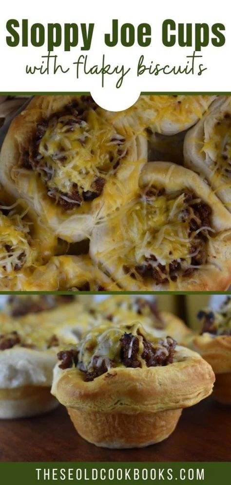 Sloppy Joe Cups Recipe with Refrigerated Biscuits and Cheese Leftover Sloppy Joe, Sloppy Joe Cups, Biscuits And Cheese, Leftover Sloppy Joes, Sloppy Joes Biscuits, Biscuit Bites, Sloppy Joe Recipe Easy, Sloppy Joe Recipe, Sloppy Joes Easy