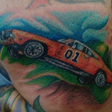 Dukes of Hazzard tattoo Dukes Of Hazzard Tattoo, Dukes Of Hazard, Dukes Of Hazzard, The Dukes Of Hazzard, Daisy Dukes, Piercings, Tattoos, Drawings