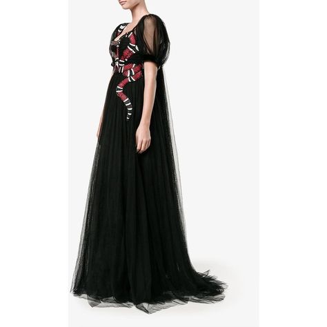 Gucci Snake, Snake Dress, Gucci Gown, Long Fitted Dresses, Red Summer Dresses, Short Sleeve Summer Dresses, Designer Evening Gowns, Designer Evening Dresses, Embroidered Tulle