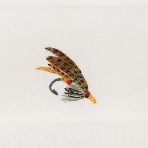 Fishing Lure Embroidery, Fly Fishing Embroidery, Fishing Embroidery Designs, Embroidered Trout, Trout Embroidery, Fishing Embroidery, Embroidered Things, Embroidery Fish, Fish Embroidery