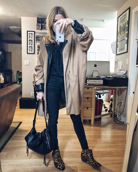 What I Wore This Week - livelovesara Oversized Camel Coat, Camel Coat Outfit Casual, Camel Coat Outfit, Casual Leather Jacket, Black Silk Blouse, Dresses Casual Winter, Boating Outfit, Camel Coat, Coat Outfits