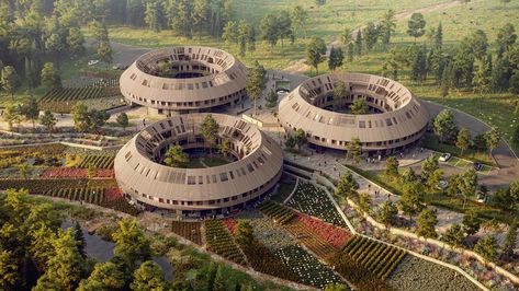 Circular living is taking shape on Behance Circular Buildings, Round Building, Model Architecture, Architecture Company, 3d Architectural Visualization, Unique Buildings, Taking Shape, Concept Architecture, Residential Building