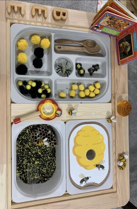 Farm Sensory Bin, Bee Farming, Prek Ideas, Baby Activities, Sensory Bin, Sensory Bins, Infant Activities, Sensory Play, Montessori