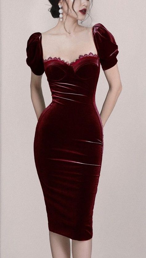 Gaun Ruffle, Look Gatsby, Cocktail Dress Classy, Vintage Formal Dresses, Midi Dress Formal, Elegant Midi Dresses, Red Dresses Classy, Elegant Dresses Classy, Red Dress Outfit