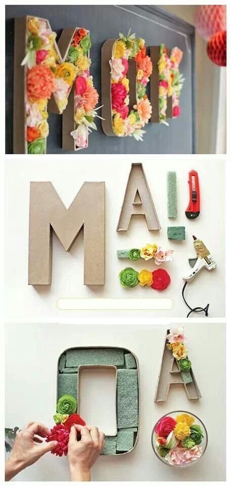 A roundup of the best Mother's Day pins to create the dreamiest brunch ever including this great decor idea! Blooming Monogram, Carton Diy, Presente Diy, Diy Monogram, Astuces Diy, Diy Bricolage, Mothers Day Brunch, Things To Make, Mother's Day Diy