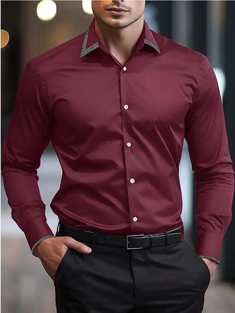 Red Button Up Shirt Outfit Men Formal, Red Dress Shirt Men Outfits, Men's Seasonal Outfits, Formal Dress For Men, Red Shirt Men, Red Button Up Shirt, Red Shirt Dress, Outfits Hombre, Mens Casual Dress Outfits