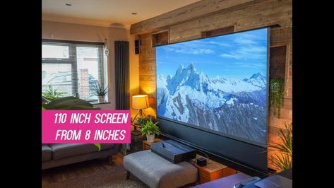 vividstorm screen Retractable Projector Screen, Projector Screen Living Room, Projector Screen Ideas, Kodi Streaming, Lakehouse Living Room, Movie Projector Screen, Projector Wall, Electric Screen, Hidden Projector