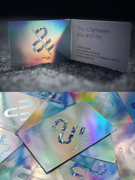 Mirror Foiled Card... Creative but is it Practical ?? Foil Business Cards, Graphic Design Business Card, Name Card Design, Business Card Design Creative, Graphic Design Business, Hello Kit, Business Card Inspiration, 카드 디자인, Holographic Foil