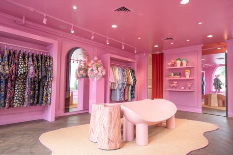 Boutique Names Ideas, Clothing Boutique Decor, Small Shop Design, Pink Parisian, Barbie Store, Highland Park Village, Clothing Store Displays, Salon Suites Decor, Clothing Store Interior