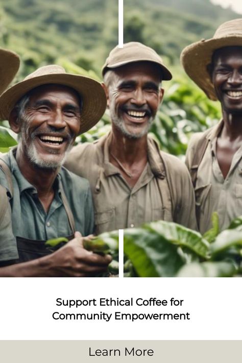 Farmers smiling and standing among coffee plants, promoting ethical coffee for community empowerment. Coffee Farming, Coffee Origin, Coffee Industry, Fair Trade Coffee, Sustainable Community, Environmental Conservation, Coffee Crafts, Soil Health, Sustainable Practices