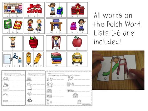 Sight Word Puzzles.  All words from the Dolch Word Lists 1-6 are included.  There are also 6 recording sheets. Sight Word Puzzles, Dolch Word List, Sight Word Fun, School Products, Dolch Words, Leader In Me, Small Group Instruction, Sight Word Activities, Center Ideas