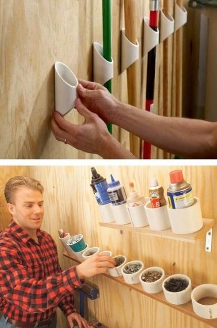 Ingenious Small Storage Ideas, 55 DIY Plastic Pipe Repurposing Projects Pvc Pipe Shelves Storage Racks, Plastic Pipe Ideas, Pvc Storage Ideas, Parts Storage Ideas, Cheap Storage Ideas, Pipe Diy Projects, Pvc Pipe Storage, Paddle Storage, Small Storage Ideas