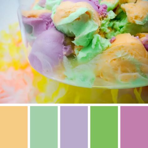 Sherbet Color Palette, Rainbow Sherbet Punch, Color Thesaurus, Hawaiian Rainbow, Sherbet Punch, Food Inspired, Rainbow Sherbet, Colour Ideas, Kinds Of Colors