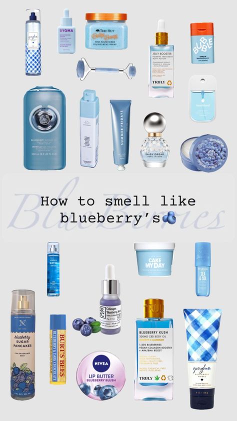 #blueberry #smellgood #beauty #fyp #blue #light blue #products #skincareproducts #skincare Light Blue Perfume, Blue Products, Blueberry Girl, Bath N Body Works, Natural Face Skin Care, Blue Perfume, Fragrances Perfume Woman, Good Skin Tips, Shower Skin Care