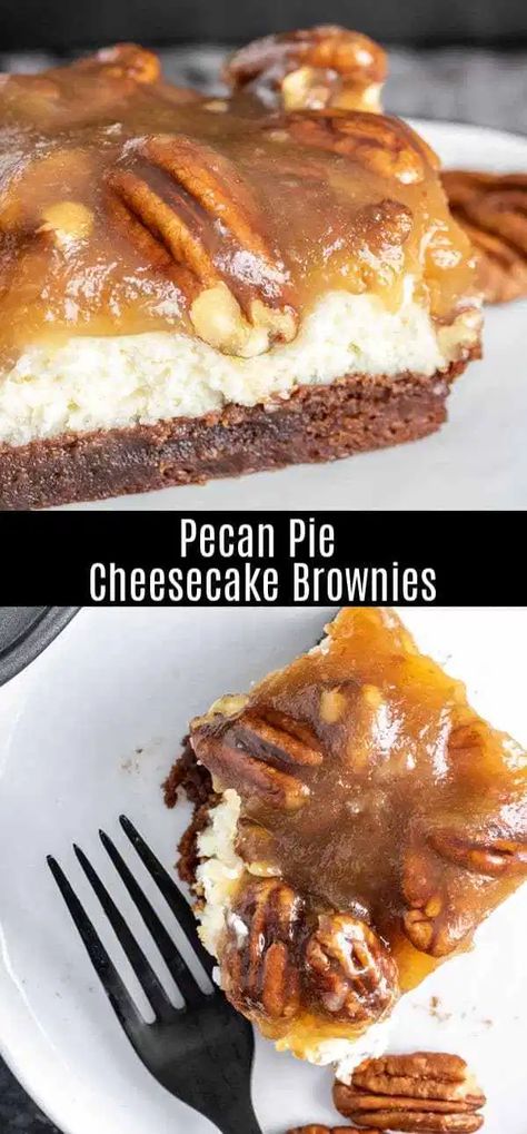 Thanksgiving Desserts Pie, Pecan Pie Cheesecake Recipe, Delicious Thanksgiving Desserts, Brownies Cheesecake, Fudgy Chocolate Brownies, Cheesecake Brownies Recipe, The Best Cheesecake, Philadelphia Torte, Pie Fillings