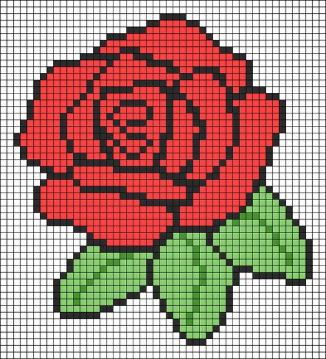 Rose Pixel Art, Flowers Pixel Art, Cross Stitch Flowers Pattern, Pixel Art Flower, Flower Pixel Art, Pixel Rose, Crochet Flowers Tutorial, Roses Cross Stitch Pattern, Pixel Flower