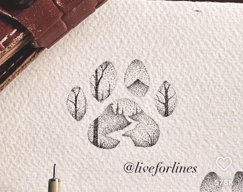 Vet Tech Tattoo, Chip Tattoo, Paw Illustration, Forest Tattoo, Tattoos For Dog Lovers, Pawprint Tattoo, Dog Paw Tattoo, Paw Tattoo, Forest Tattoos