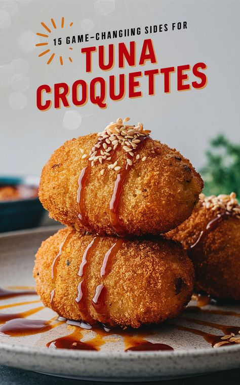 15 Mouthwatering Side Dishes to Serve With Tuna Croquettes 🐟🥗 #tunacroquettes #sidedishes Tuna Croquettes Sauce, Tuna Croquettes Recipe, Tuna Croquettes, Creamy Coleslaw, Lemon Herb, Best Side Dishes, Aromatic Herbs, Sweet Chili, Croquettes