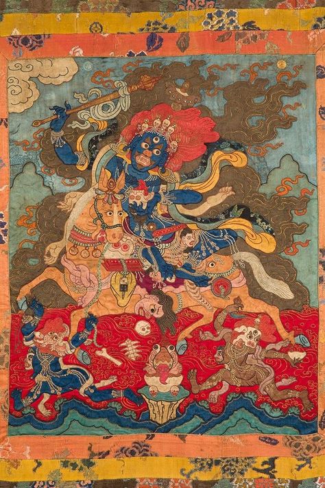 Palden Lhamo, Mongolian Art, Buddhist Artwork, Blood Art, Thangka Painting, Tibetan Art, Religious Images, Eastern Art, Tibetan Buddhism